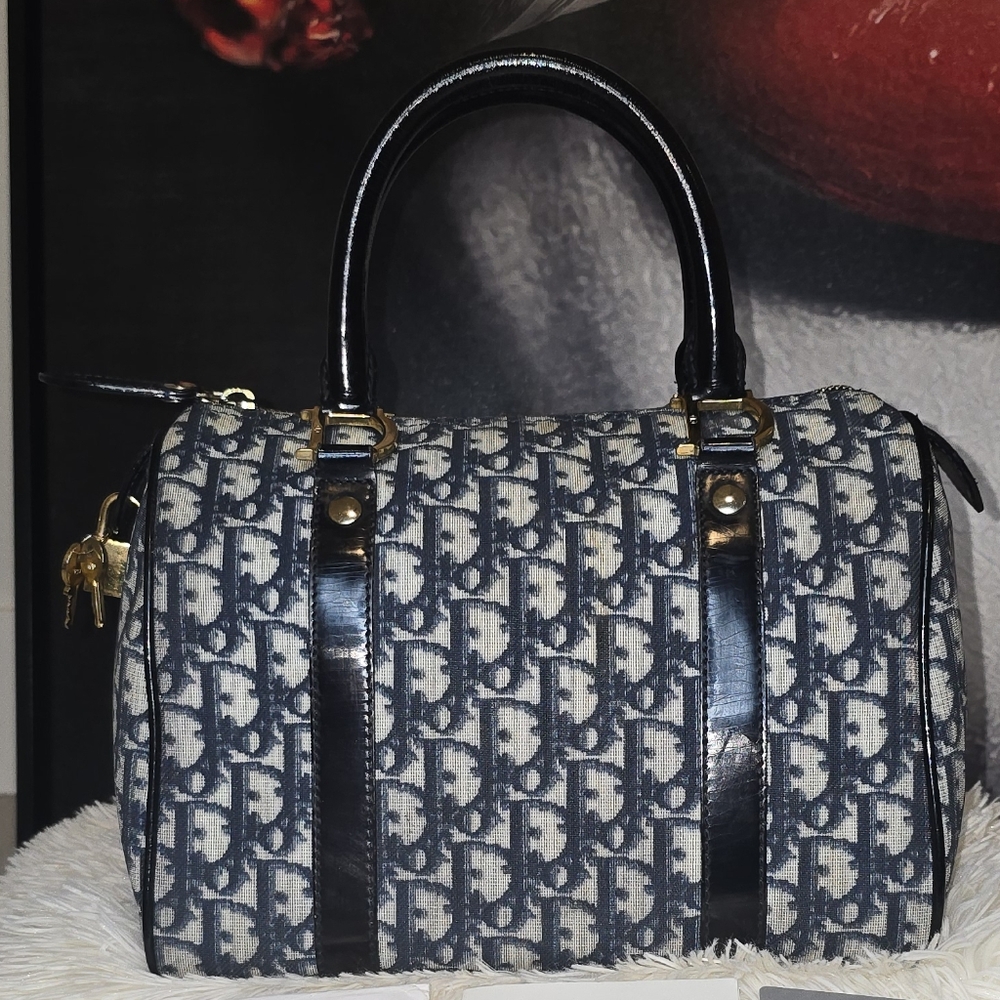 Dior Blue and White Satchel with Monogram Print - Picture 9 of 16